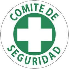 NMC - Comite de Seguridad, Hard Hat Label - Green on White, 2" Thick, For Accident Prevention - Eagle Tool & Supply