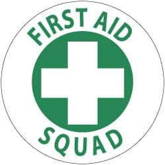 NMC - First Aid Squad, Hard Hat Label - Green on White, 2" Thick, For Accident Prevention - Eagle Tool & Supply