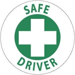 NMC - Safe Driver, Hard Hat Label - Green on White, 2" Thick, For Accident Prevention - Eagle Tool & Supply