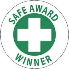 NMC - Safety Award Winner, Hard Hat Label - Green on White, 2" Thick, For Accident Prevention - Eagle Tool & Supply