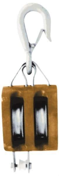 Value Collection - 1, 000 Lbs. Load Limit, Shell Pulley - Single Sheave, 2-1/4 Inch Outside Diameter, Fibrous Rope, 1/2 Inch Diameter, Wood - Eagle Tool & Supply