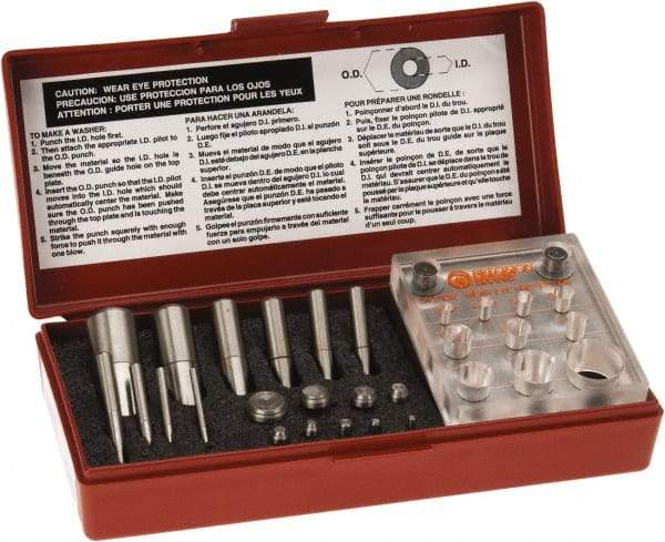 Made in USA - 3 to 20mm Diameter Shim Punch and Die Set - 10 Piece - Eagle Tool & Supply