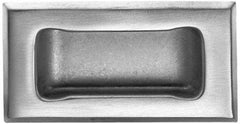 Made in USA - 4" Overall Width x 2" Overall Height, 0.63" Recess Depth, Satin Recessed Pull - Stainless Steel, 1.4" Recess Height, 3.19" Recess Width, 3.62" Center to Center - Eagle Tool & Supply