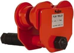 Value Collection - 1/2 Ton Capacity Plain Ball Bearing Trolley - 2-1/2" to 5-1/2" Flange Width, 5" to 12" I-Beam, 36" Min Radius - Eagle Tool & Supply