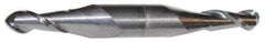 Accupro - 9/32" Diam, 11/16" LOC, 2 Flute Solid Carbide Ball End Mill - AlTiN Finish, Double End, 3-1/2" OAL, 3/8" Shank Diam, Spiral Flute - Eagle Tool & Supply