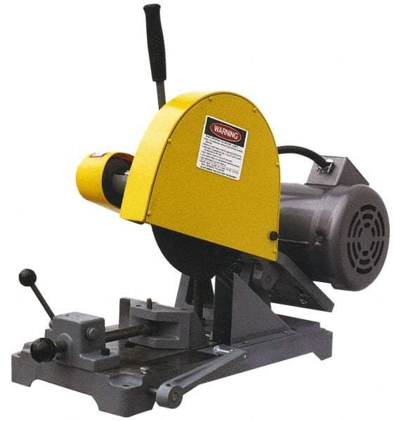 Kalamazoo - 10" Blade Diam, 5/8" Arbor Hole, Straight Chop & Cutoff Saw - 3 Phase, 3,450 RPM, 3 hp, 220/440 Volts, 1-1/2" in Solids at 90°, 2-1/2" in Pipe at 90° - Eagle Tool & Supply