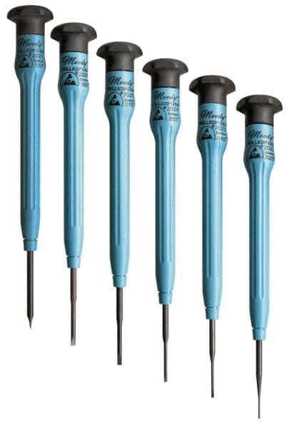 Moody Tools - 6 Piece Slotted Screwdriver Set - Round Shank, Multi Handle - Eagle Tool & Supply
