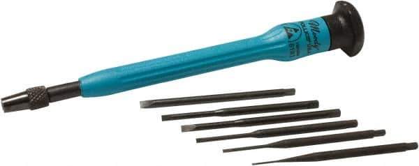 Moody Tools - 7 Piece Slotted Screwdriver Set - Round Shank, Single Handle, Blade Sizes: Width 0.025, 0.04, 0.055, 0.07, 0.08 & 0.1 - Eagle Tool & Supply