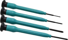 Moody Tools - 4 Piece JIS & Phillips Screwdriver Set - Round Shank, Multi Handle, Bit Sizes: Philips JIS: #000 to #00, Phillips: #0 to #1 - Eagle Tool & Supply