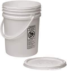 Made in USA - 5.5 Gallon Closure Capacity, Screw On Closure, White Drum Pail - Polyethylene, UN 12H2/Y24/S - Eagle Tool & Supply