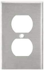 Leviton - 1 Gang, 4-1/2 Inch Long x 2-3/4 Inch Wide, Standard Outlet Wall Plate - Duplex Outlet, Metallic, Stainless Steel - Eagle Tool & Supply