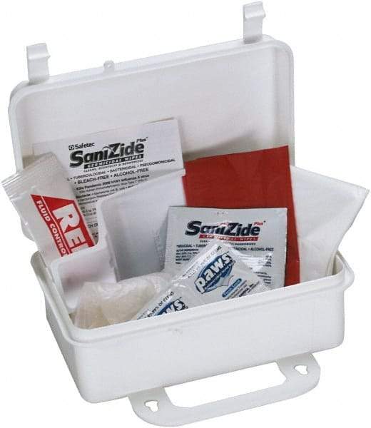 Medique - 10 Piece, 1 Person, Body Fluid Clean-Up First Aid Kit - 3-1/2" Wide x 2" Deep x 5" High, Plastic Case - Eagle Tool & Supply