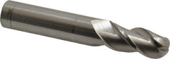 Accupro - 31/64" Diam, 1" LOC, 3 Flute Solid Carbide Ball End Mill - Uncoated, Single End, 3" OAL, 1/2" Shank Diam, Spiral Flute - Eagle Tool & Supply
