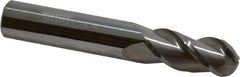 Accupro - 9/16" Diam, 1-1/4" LOC, 3 Flute Solid Carbide Ball End Mill - Uncoated, Single End, 3-1/2" OAL, 9/16" Shank Diam, Spiral Flute - Eagle Tool & Supply