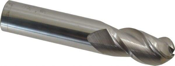 Accupro - 3/4" Diam, 1-1/2" LOC, 3 Flute Solid Carbide Ball End Mill - Uncoated, Single End, 4" OAL, 3/4" Shank Diam, Spiral Flute - Eagle Tool & Supply