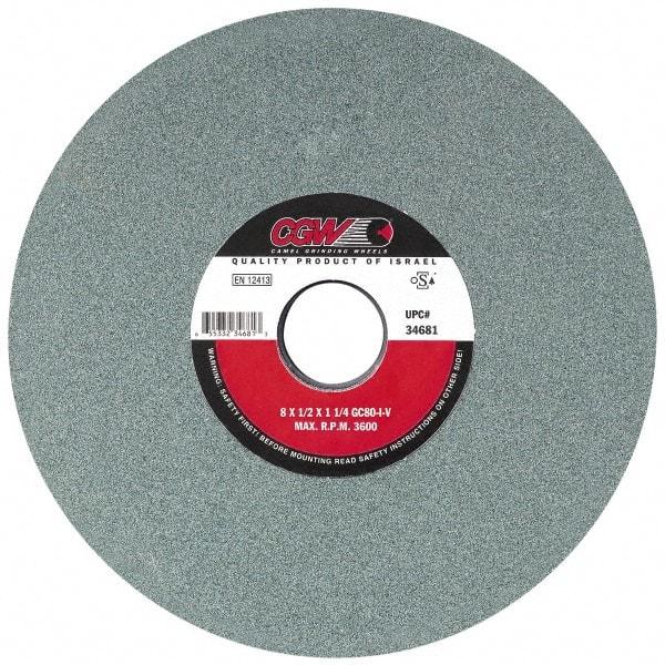 Camel Grinding Wheels - 7" Diam x 1-1/4" Hole x 1" Thick, I Hardness, 100 Grit Surface Grinding Wheel - Silicon Carbide, Type 5, Fine Grade, 3,760 Max RPM, Vitrified Bond, One-Side Recess - Eagle Tool & Supply