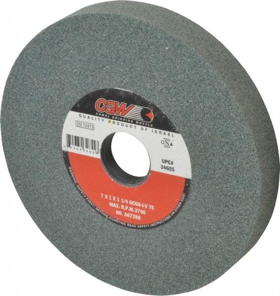 Camel Grinding Wheels - 7" Diam x 1-1/4" Hole x 1" Thick, I Hardness, 60 Grit Surface Grinding Wheel - Silicon Carbide, Type 5, Medium Grade, 3,760 Max RPM, Vitrified Bond, One-Side Recess - Eagle Tool & Supply