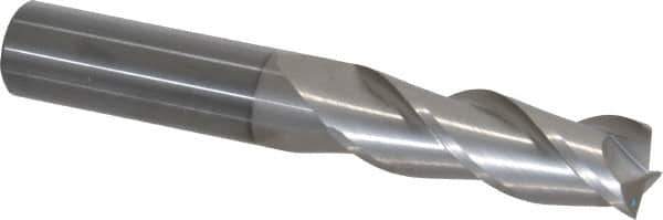 SGS - 3/4", 2-1/4" LOC, 3/4" Shank Diam, 5" OAL, 3 Flute, Solid Carbide Square End Mill - Single End, TiB2 Finish, Spiral Flute, 38° Helix, Right Hand Cut, Right Hand Flute, Series 43 - Eagle Tool & Supply