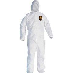KleenGuard - Size M SMS General Purpose Coveralls - White, Zipper Closure, Elastic Cuffs, Elastic Ankles, Serged Seams - Eagle Tool & Supply