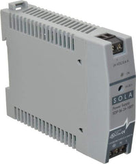 Sola/Hevi-Duty - 100 Watt, 0.60 Amp, 264 VAC, 375 VDC Input, 24 to 28 VDC Output, DIN Rail Power Supply - Screw Terminal Connection, 1 Output, 0.9 Inch Wide x 3.8 Inch Deep x 2.95 Inch High, Up to 80% Efficiency, 14 to 140°F, Green LED Display - Eagle Tool & Supply