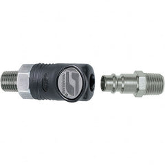 Dynabrade - 2 Piece 1/4" Body 1/4 NPT 150 psi Composite Industrial Pneumatic Coupling Plug Set - Eagle Tool & Supply