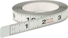 Starrett - 12 Ft. Long x 1/2 Inch Wide, 1/32 and 1/16 Inch Graduation, White, Steel Adhesive Tape Measure - Eagle Tool & Supply