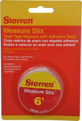 Starrett - 6 Ft. Long x 3/4 Inch Wide, 1/32 and 1/16 Inch Graduation, White, Steel Adhesive Tape Measure - Eagle Tool & Supply