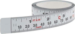 Starrett - 6 Ft. Long x 3/4 Inch Wide, 1/16 Inch Graduation, White, Steel Adhesive Tape Measure - Eagle Tool & Supply