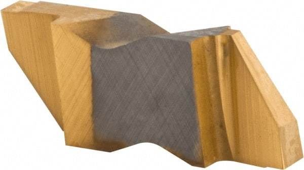 Kennametal - 3125NG K Grade KC720, 3.18mm Cutting Width Carbide Grooving Insert - 3.81mm Max Depth of Cut, Left Hand, 0.19mm Corner Radius, TiN Finish - Eagle Tool & Supply