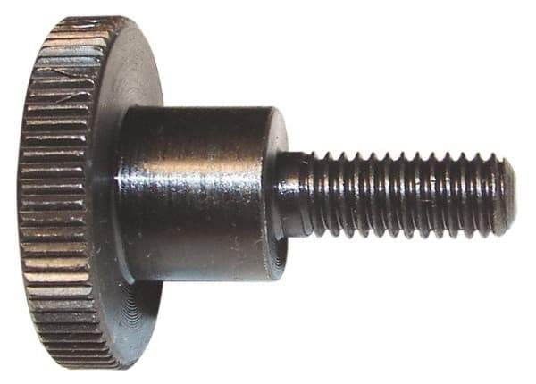 Morton Machine Works - M5x0.80 Knurled Shoulder Grade C-1018 Steel Thumb Screw - 19.5mm OAL, 20mm Head Diam x 4mm Head Height - Eagle Tool & Supply