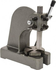 Interstate - 3/4" Ram, 3-1/4" Throat Depth, 1/2 Ton Manual Arbor Press - 4-1/2" Max Work Height x 6-1/2" Max Work Width, Single Leverage, 4" Base Width x 9-1/2" Base Depth - Eagle Tool & Supply