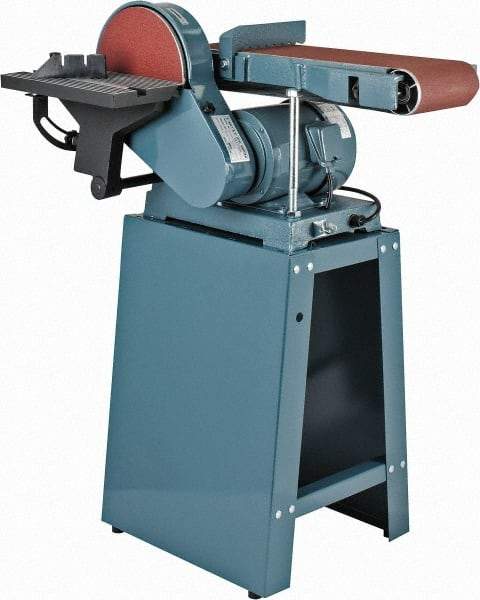 Enco - 48 Inch Long x 6 Inch Wide Belt, 9 Inch Diameter, Combination Sanding Machine - 1,350 Ft./min Belt Speed, 3/4 HP, Single Phase - Eagle Tool & Supply