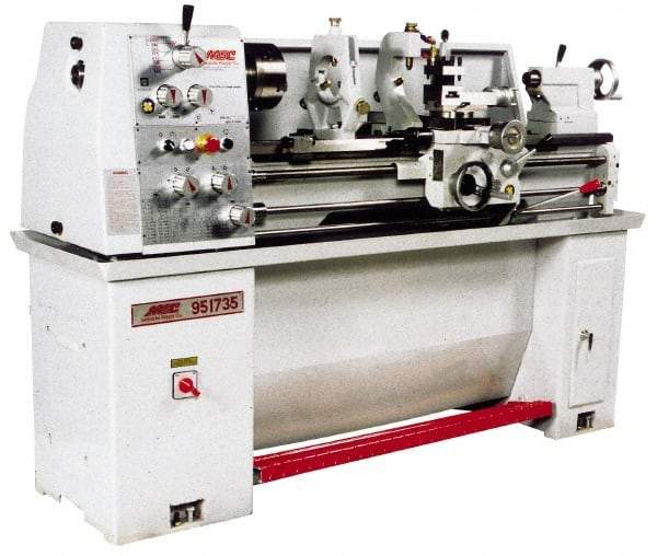 Vectrax - 13" Swing, 40" Between Centers, 220 Volt, Single Phase Engine Lathe - 3MT Taper, 3 hp, 105 to 2,000 RPM, 1-3/8" Bore Diam, 762mm Deep x 1,473 & 1,623mm (CE) High x 1,930.4mm Long - Eagle Tool & Supply