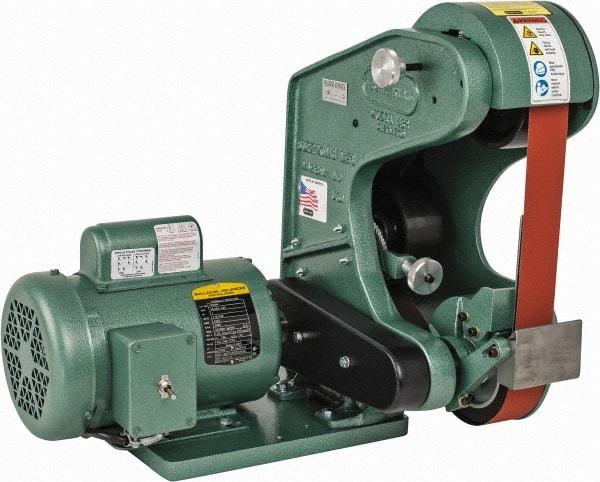 Burr King - 48 Inch Long x 2 Inch Wide Belt Grinder - 1 hp, 120 Volts, Vertical Belt, 6,000 Ft. per Min Belt Speed - Eagle Tool & Supply