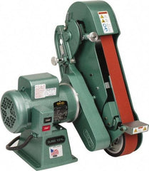 Burr King - 60 Inch Long x 2-1/2 Inch Wide Belt Grinder - 1-1/2 hp, 120/220 Volts, Vertical Belt, 800 to 8,000 Ft. per Min Belt Speed - Eagle Tool & Supply