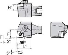 Kennametal - Right Hand Cut, Size KM25, CN.. Insert Compatiblity, External Modular Turning & Profiling Cutting Unit Head - 16mm Ctr to Cutting Edge, 30mm Head Length, Through Coolant, Series Kenloc - Eagle Tool & Supply