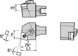 Kennametal - Right Hand Cut, Size KM25, CN.. Insert Compatiblity, External Modular Turning & Profiling Cutting Unit Head - 16mm Ctr to Cutting Edge, 30mm Head Length, Through Coolant, Series Kenloc - Eagle Tool & Supply