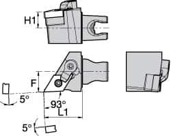 Kennametal - Right Hand Cut, Size KM25, DN.. Insert Compatiblity, External Modular Turning & Profiling Cutting Unit Head - 16mm Ctr to Cutting Edge, 30mm Head Length, Through Coolant, Series Kenloc - Eagle Tool & Supply