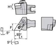 Kennametal - Left Hand Cut, Size KM25, DNMG 432 Insert Compatiblity, External Modular Turning & Profiling Cutting Unit Head - 16mm Ctr to Cutting Edge, 30mm Head Length, Through Coolant, Series Kenloc - Eagle Tool & Supply