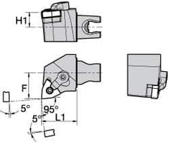 Kennametal - Left Hand Cut, Size KM25, WN.. Insert Compatiblity, External Modular Turning & Profiling Cutting Unit Head - 22mm Ctr to Cutting Edge, 30mm Head Length, Through Coolant, Series Kenloc - Eagle Tool & Supply