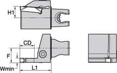 Kennametal - A4..03.. Insert, 30mm Head Length, 3mm Min Groove Width, Modular Grooving Cutting Unit Head - Left Hand Cut, System Size KM25, Series A4 - Eagle Tool & Supply