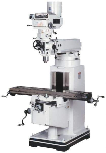 Vectrax - 10" Table Width x 54" Table Length, Variable Speed Pulley Control, 3 Phase Knee Milling Machine - NT40 Spindle Taper, 5 hp - Eagle Tool & Supply