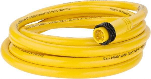 Brad Harrison - 8 Amp, Male Straight to Pigtail Cordset Sensor and Receptacle - 600 Volt, 3.66m Cable Length, IP67 Ingress Rating - Eagle Tool & Supply