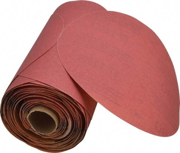 3M - 6" Diam, 180 Grit FEPA, Aluminum Oxide Adhesive PSA Disc - Very Fine Grade, Red, A Weighted Backing, Flexible, Use with Random Orbital Sanders - Eagle Tool & Supply