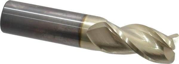 Accupro - 1", 3 Flute, Single End, Solid Carbide, 0.045" Corner Radius End Mill - 5" OAL, 37° Helix, Right Hand Flute, 1-1/4" LOC, Right Hand Cut - Eagle Tool & Supply