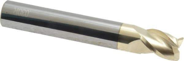 Accupro - 3/8", 3 Flute, Single End, Solid Carbide, 0.03" Corner Radius End Mill - 2-1/2" OAL, 37° Helix, Right Hand Flute, 1/2" LOC, Right Hand Cut - Eagle Tool & Supply