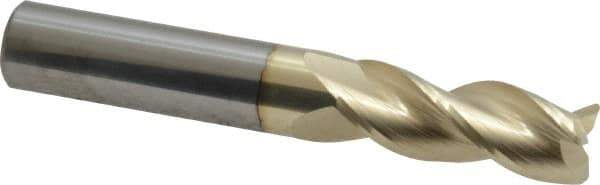 Accupro - 3/8", 3 Flute, Single End, Solid Carbide, 0.03" Corner Radius End Mill - 2-1/2" OAL, 37° Helix, Right Hand Flute, 1" LOC, Right Hand Cut - Eagle Tool & Supply