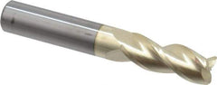 Accupro - 3/8", 3 Flute, Single End, Solid Carbide, 0.045" Corner Radius End Mill - 2-1/2" OAL, 37° Helix, Right Hand Flute, 1" LOC, Right Hand Cut - Eagle Tool & Supply