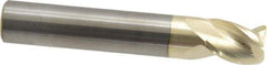 Accupro - 1/2", 3 Flute, Single End, Solid Carbide, 0.06" Corner Radius End Mill - 3" OAL, 37° Helix, Right Hand Flute, 5/8" LOC, Right Hand Cut - Eagle Tool & Supply