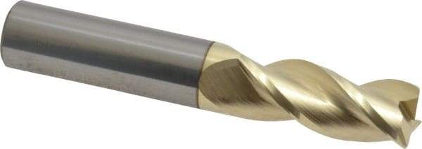 Accupro - 1/2", 3 Flute, Single End, Solid Carbide, 0.03" Corner Radius End Mill - 3" OAL, 37° Helix, Right Hand Flute, 1-1/4" LOC, Right Hand Cut - Eagle Tool & Supply